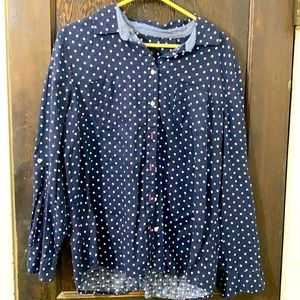 Talbots polkadot long sleeve button up shirt. Size XL